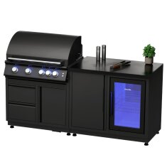 Vivandio quub mobile Outdoorküche mit Grill fyre x, Kühlschrank & Arbeitsplatte, Schwarz