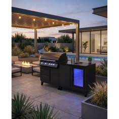 Vivandio quub mobile Outdoorküche mit Grill fyre x, Kühlschrank & Arbeitsplatte, Schwarz