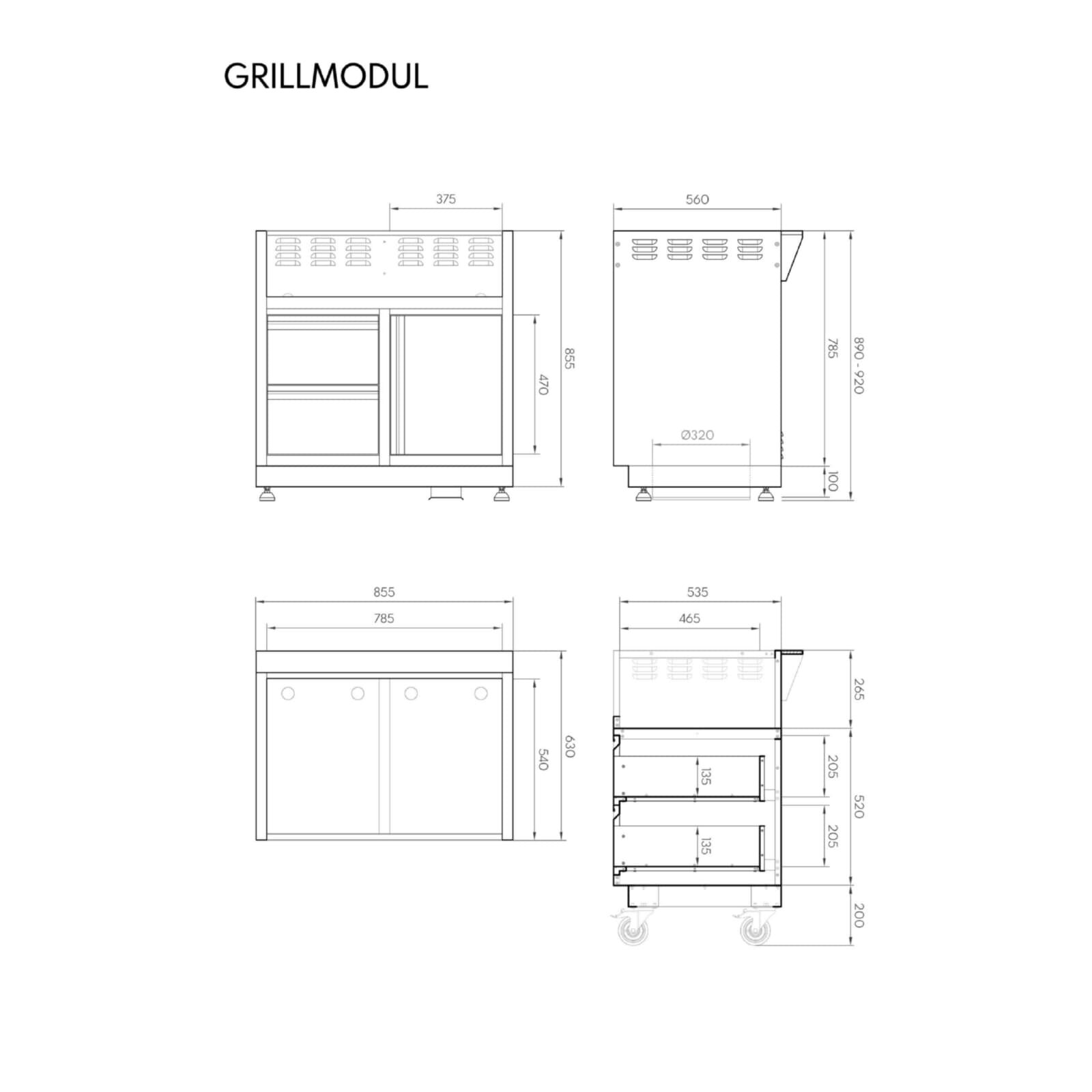 Vivandio quub mobile Outdoorküche mit Grill fyre x, Kühlschrank & Arbeitsplatte, Schwarz