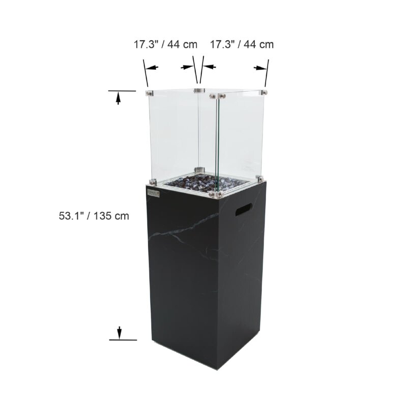 Gas Feuersäule Elementi+ Yukon, Marmor Optik, Bulgarien Schwarz