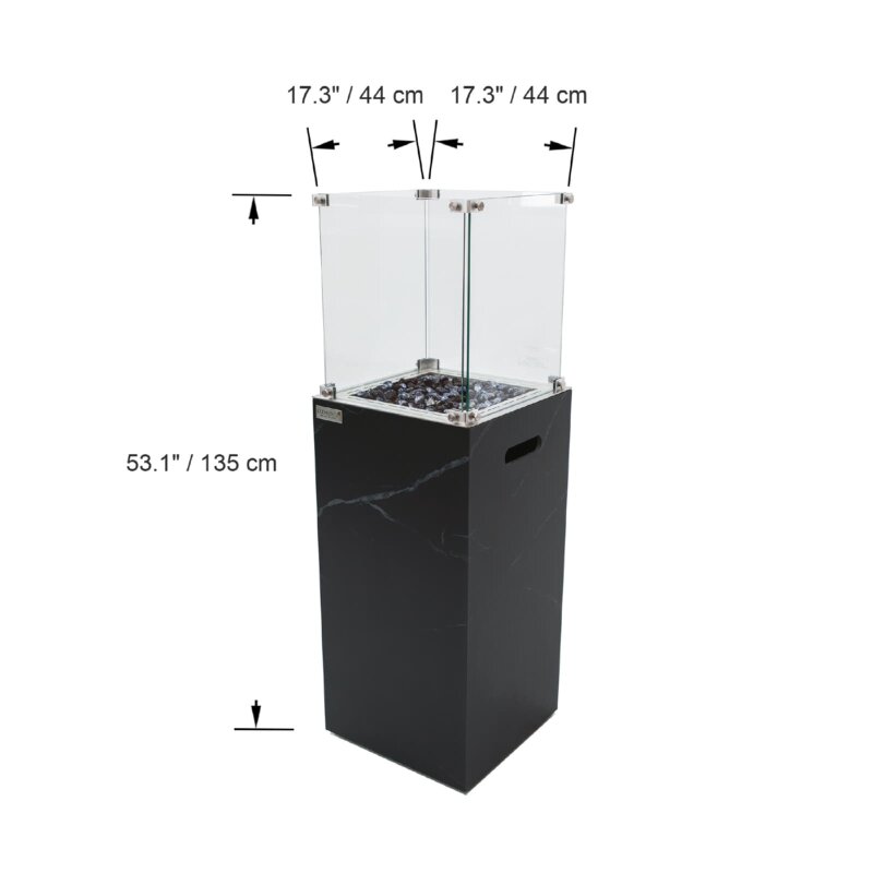 Gas Feuersäule Elementi+ Yukon, Marmor Optik, Bulgarien Schwarz