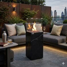 Gas Feuers&auml;ule Elementi+ Yukon, Marmor Optik, Bulgarien Schwarz