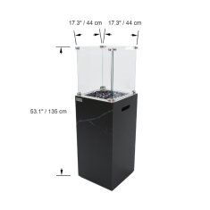 Gas Feuers&auml;ule Elementi+ Yukon, Marmor Optik, Bulgarien Schwarz
