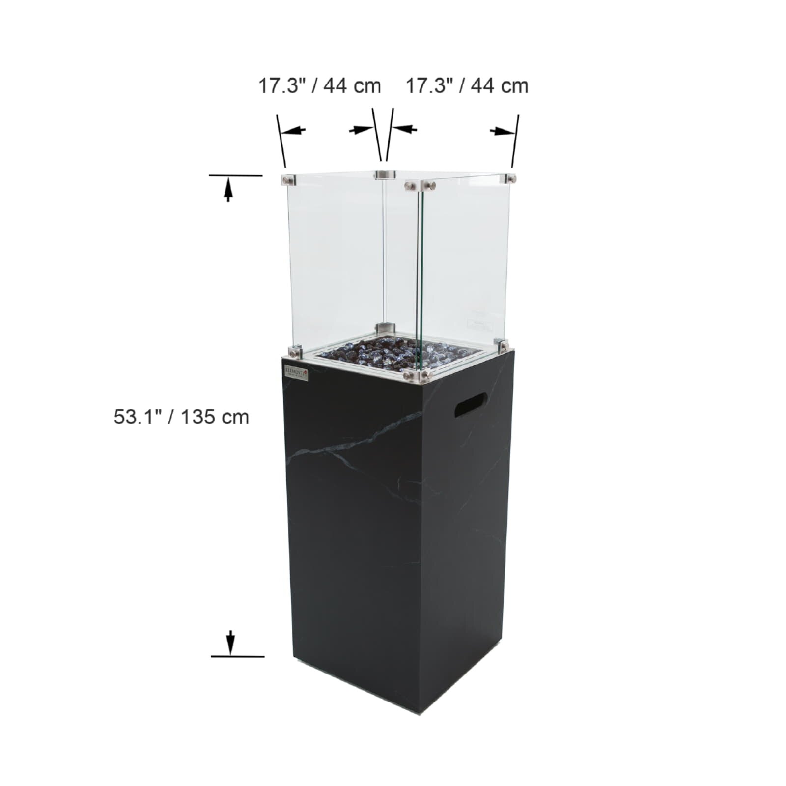 Gas Feuersäule Elementi+ Yukon, Marmor Optik, Bulgarien Schwarz