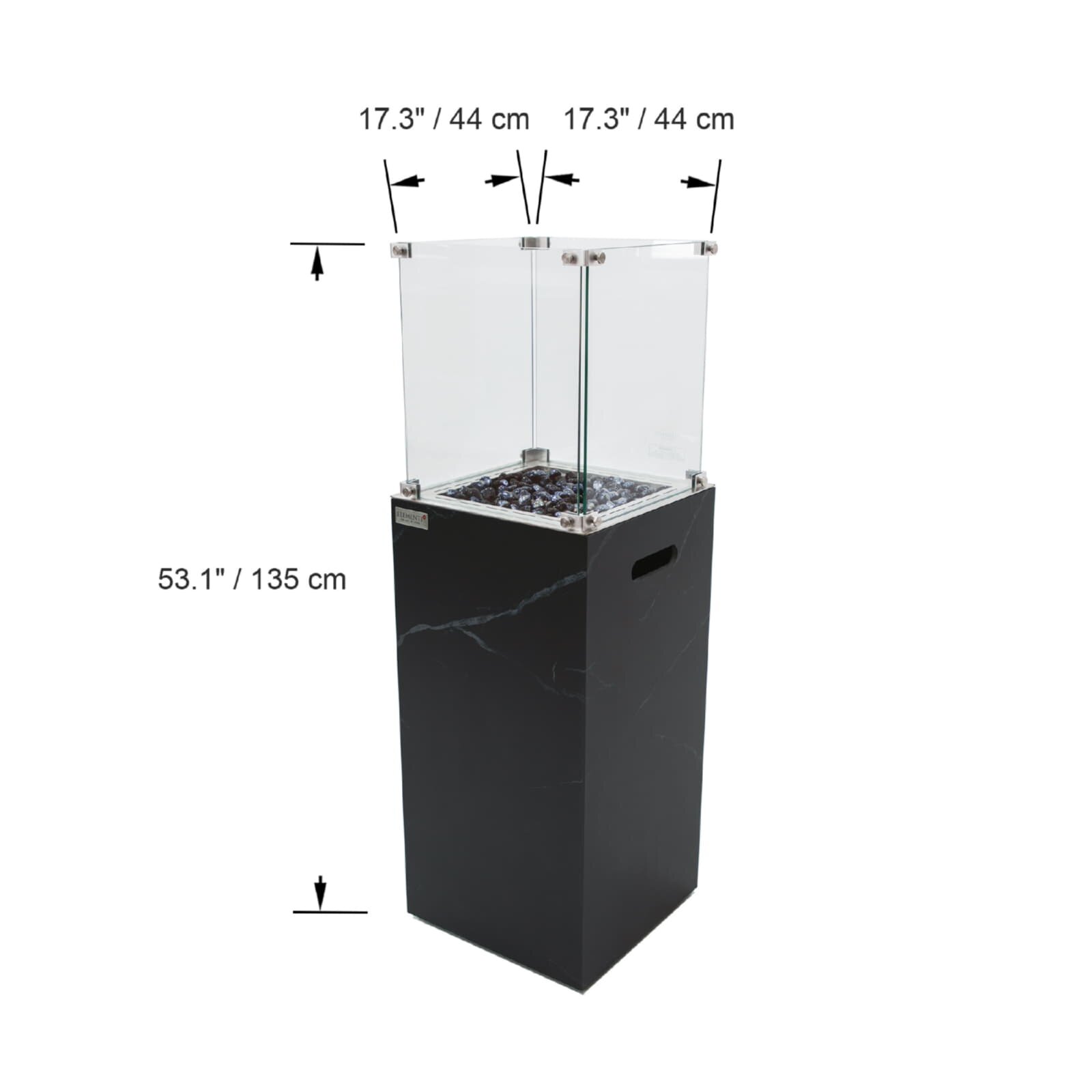 Gas Feuersäule Elementi+ Yukon, Marmor Optik, Bulgarien Schwarz