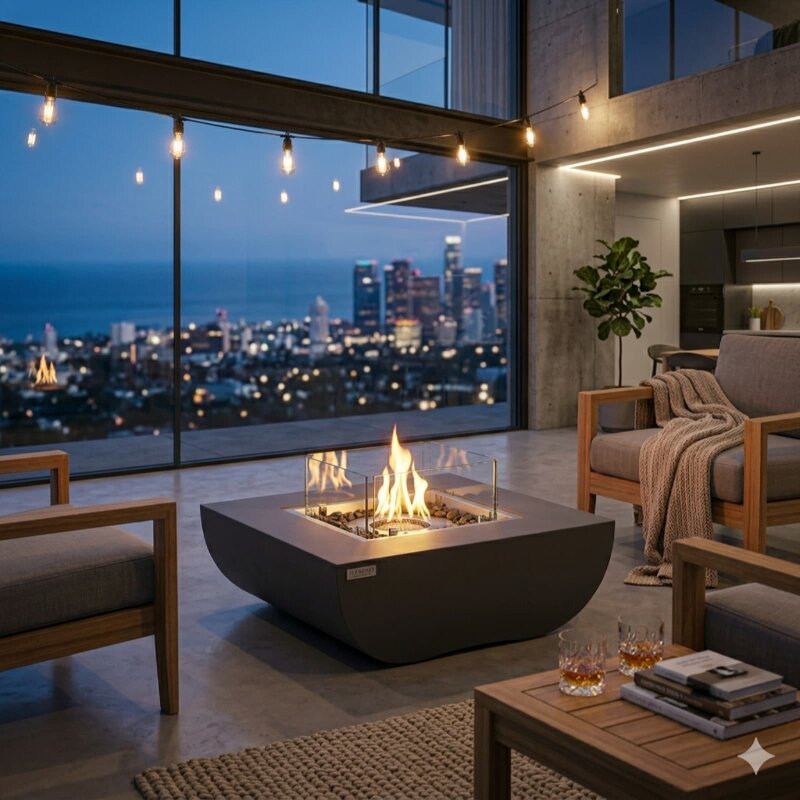 Bio Ethanol Feuerstelle Elementi Aurora, Mattschwarz