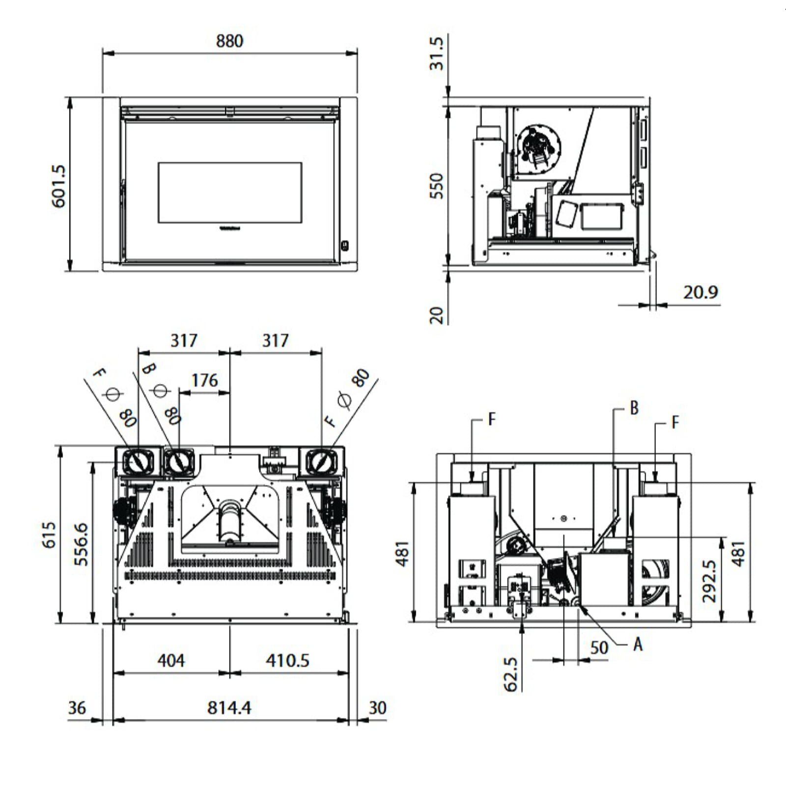 Pelleteinsatz La Nordica Extraflame Comfort P85 Plus (kanalisierbar) - 12 kW