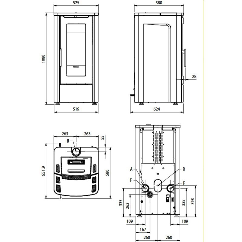 Pelletofen La Nordica Extraflame Teorema Plus AD (kanalisierbar) - 12 kW