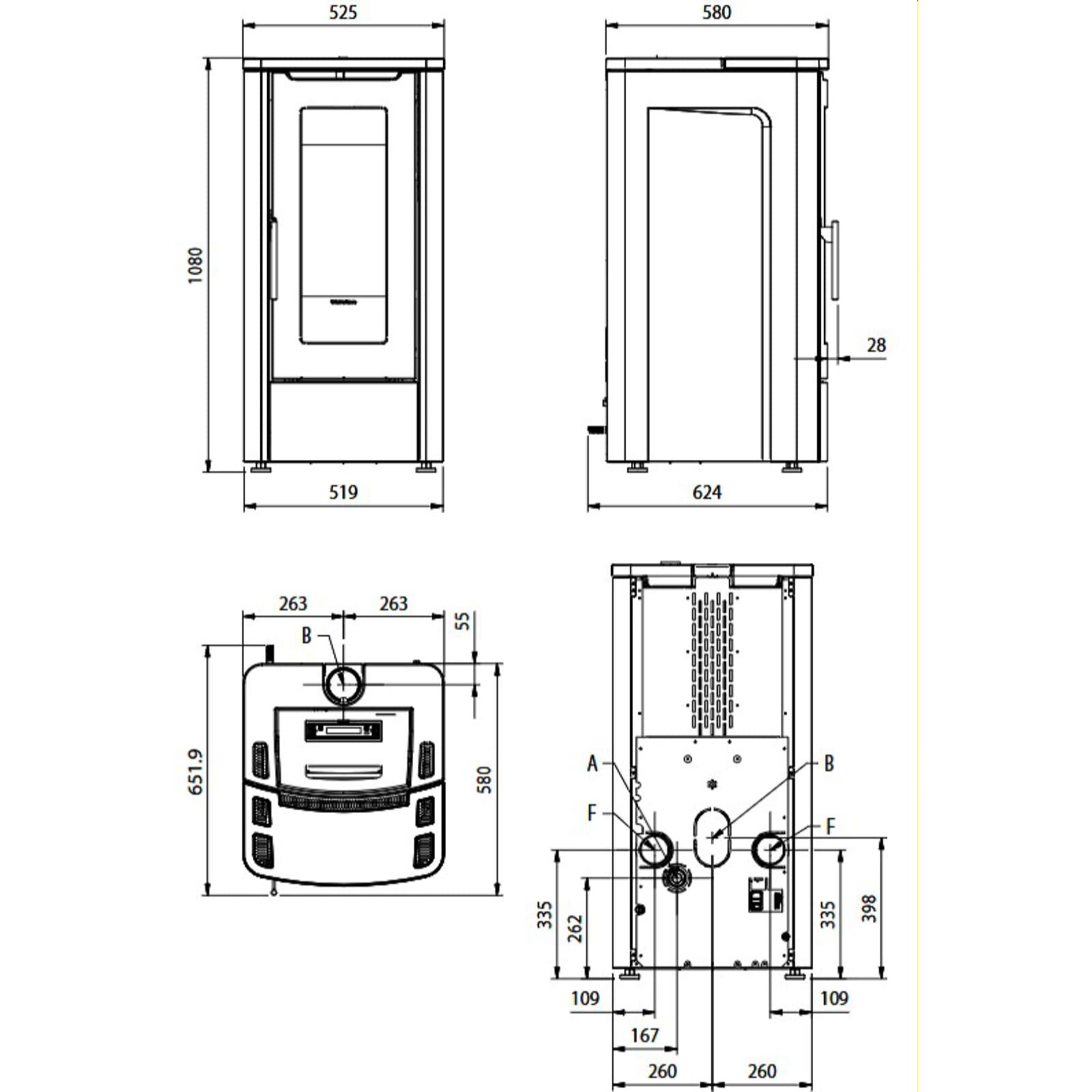 Pelletofen La Nordica Extraflame Teorema Plus AD (kanalisierbar) - 12 kW