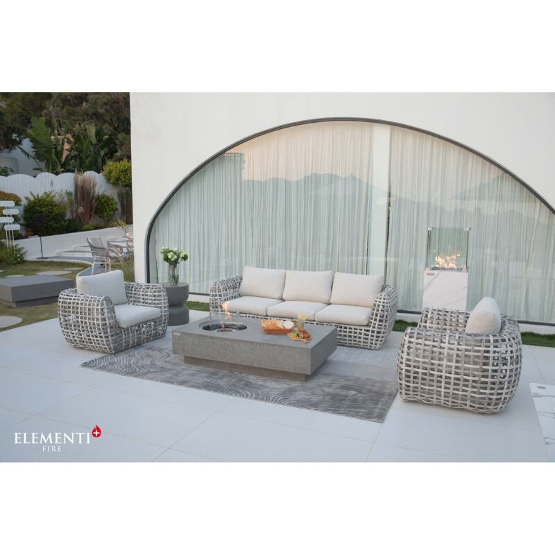 Gas Feuersäule Elementi+ Yukon, Marmor Optik, Bianco Weiß