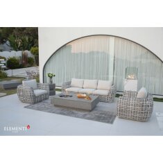 Gas Feuers&auml;ule Elementi+ Yukon, Marmor Optik, Bianco Wei&szlig;