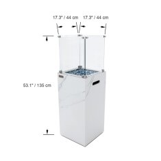 Gas Feuers&auml;ule Elementi+ Yukon, Marmor Optik, Bianco Wei&szlig;