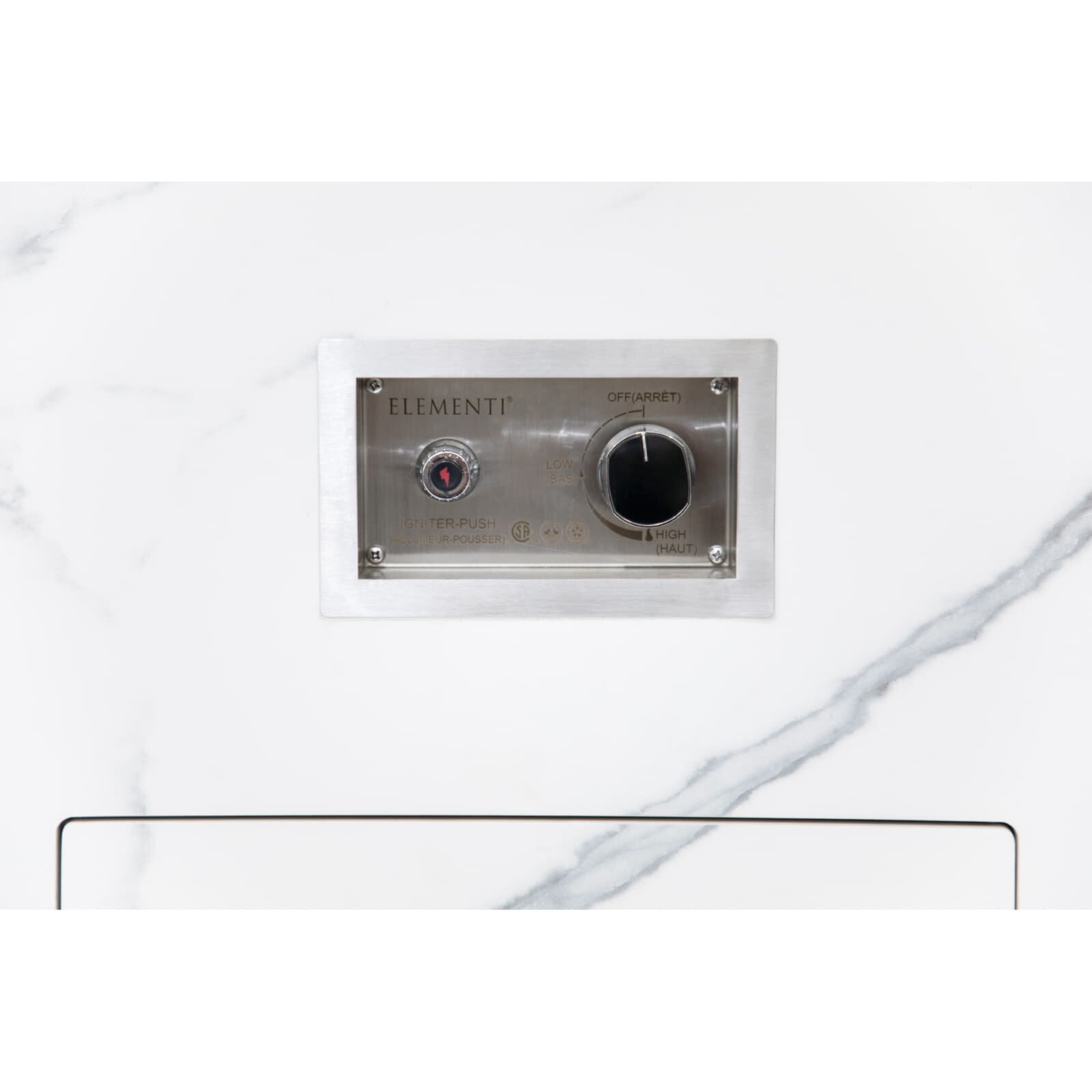 Gas Feuersäule Elementi+ Yukon, Marmor Optik, Bianco Weiß