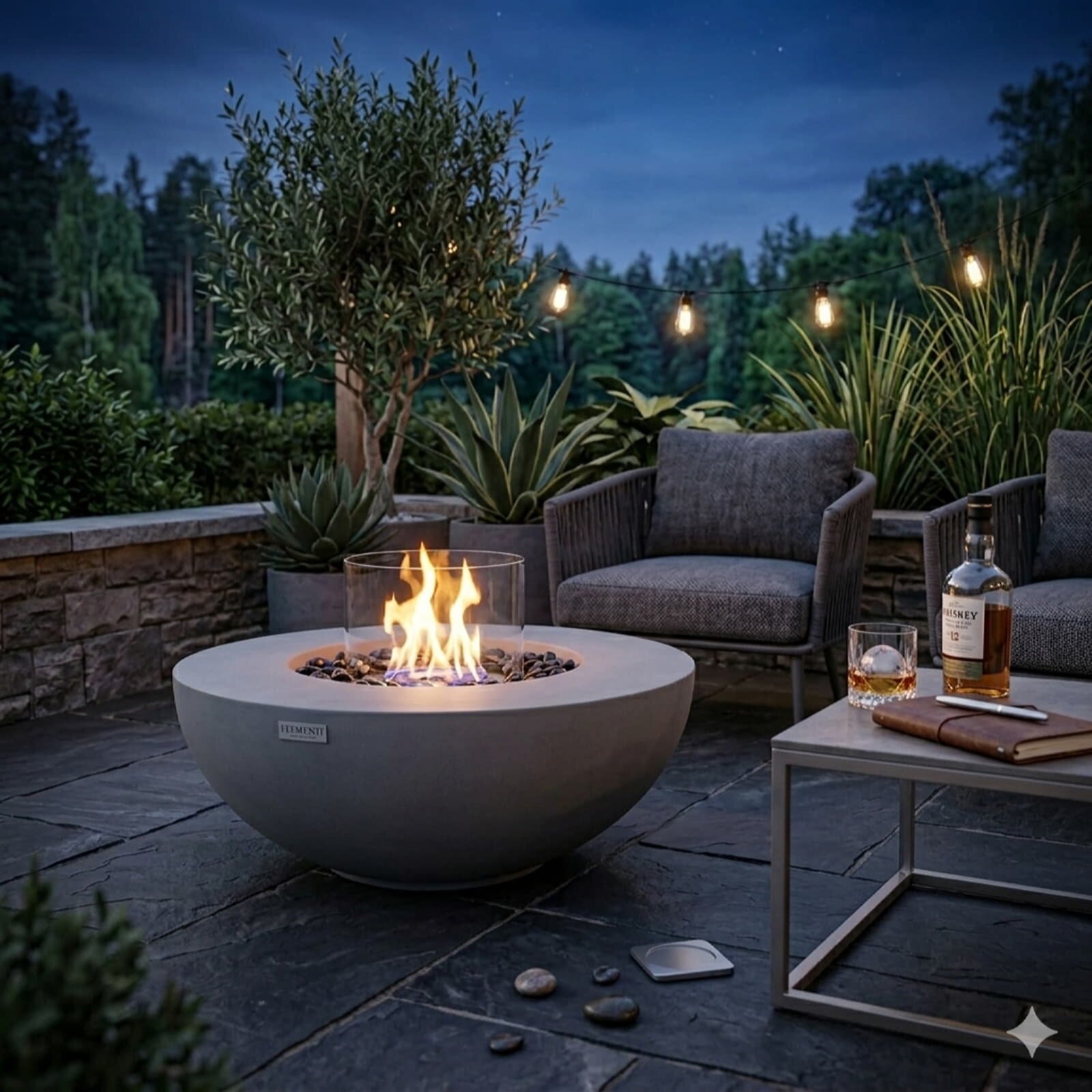 Bio Ethanol Feuerstelle Elementi Roca, Spacegrau