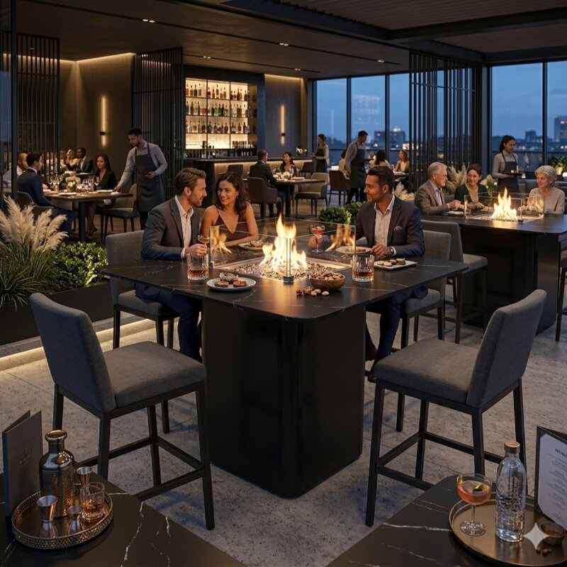 Gas Feuerstelle Elementi+ Esstisch Brugge, Bulgarien Schwarz