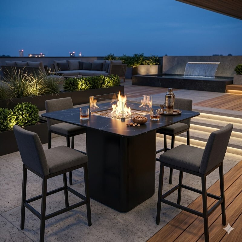 Gas Feuerstelle Elementi+ Esstisch Brugge, Bulgarien Schwarz
