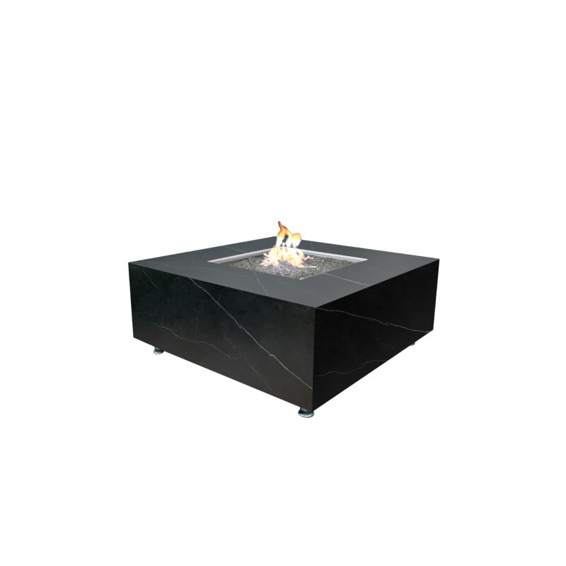 Loungetisch mit Gas Feuerstelle Elementi+ Sofia in Marmor- Optik, Bulgarien Schwarz