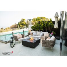 Loungetisch mit Gas Feuerstelle Elementi+ Sofia in Marmor- Optik, Bulgarien Schwarz