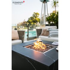 Loungetisch mit Gas Feuerstelle Elementi+ Sofia in Marmor- Optik, Bulgarien Schwarz
