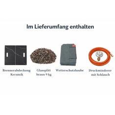 Loungetisch mit Gas Feuerstelle Elementi+ Sofia in Marmor- Optik, Bulgarien Schwarz