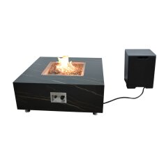 Loungetisch mit Gas Feuerstelle Elementi+ Sofia in Marmor- Optik, Bulgarien Schwarz
