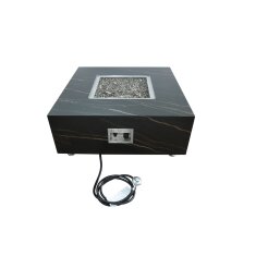 Loungetisch mit Gas Feuerstelle Elementi+ Sofia in Marmor- Optik, Bulgarien Schwarz