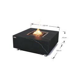 Loungetisch mit Gas Feuerstelle Elementi+ Sofia in Marmor- Optik, Bulgarien Schwarz