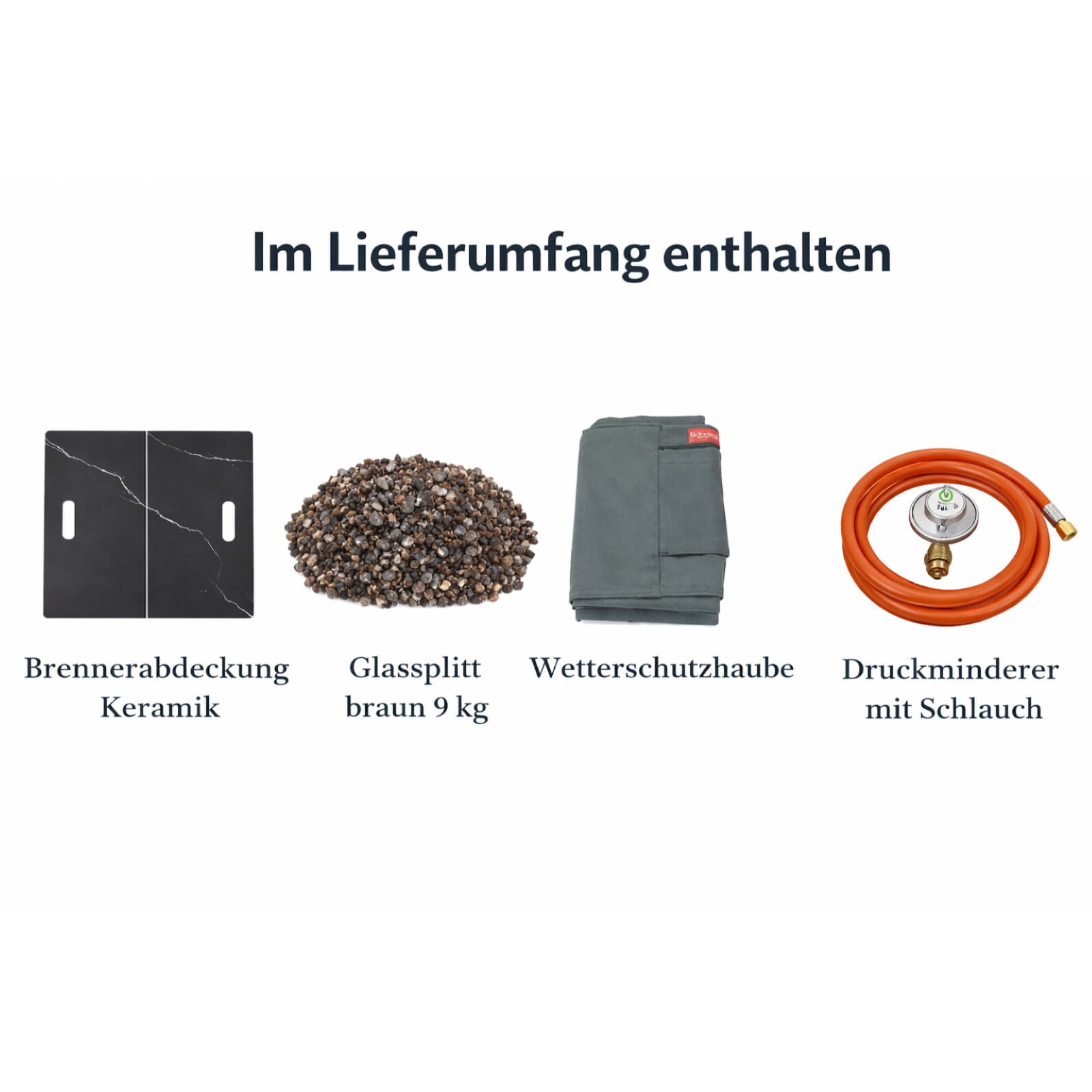 Loungetisch mit Gas Feuerstelle Elementi+ Sofia in Marmor- Optik, Bulgarien Schwarz