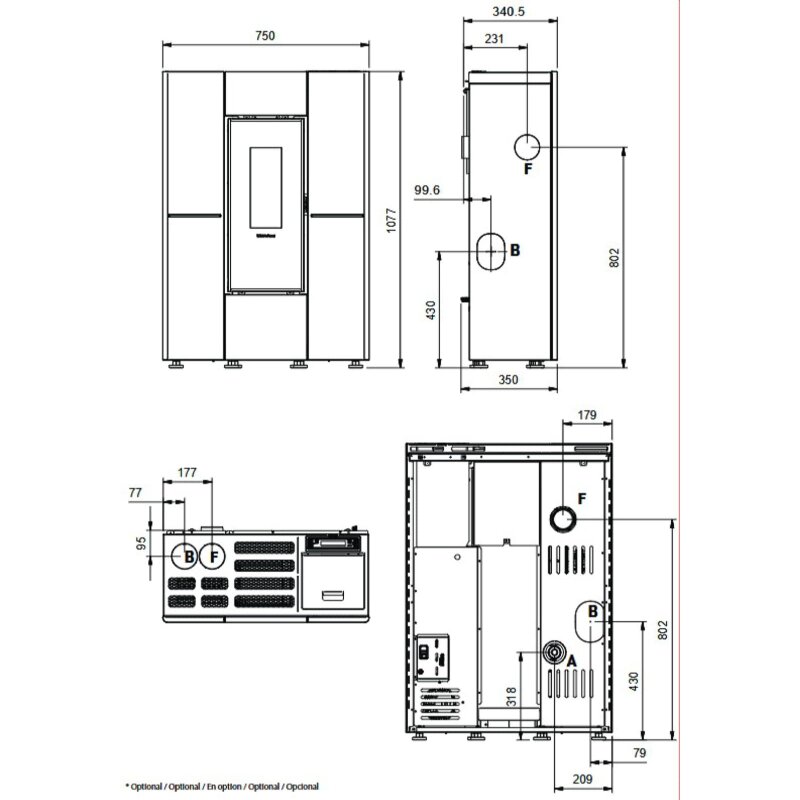 Pelletofen La Nordica Extraflame Marilena Plus Petra 5.0 16 (kanalisierbar) - 8 kW - Naturstein