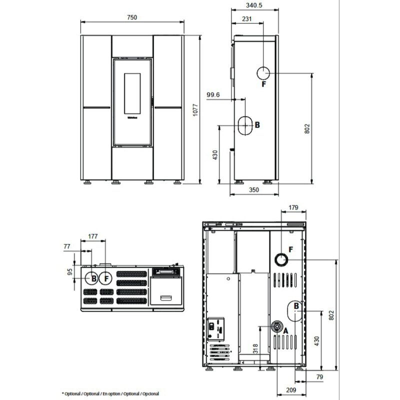 Pelletofen La Nordica Extraflame Marilena Plus Crystal 5.0 16 (kanalisierbar) - 8 kW