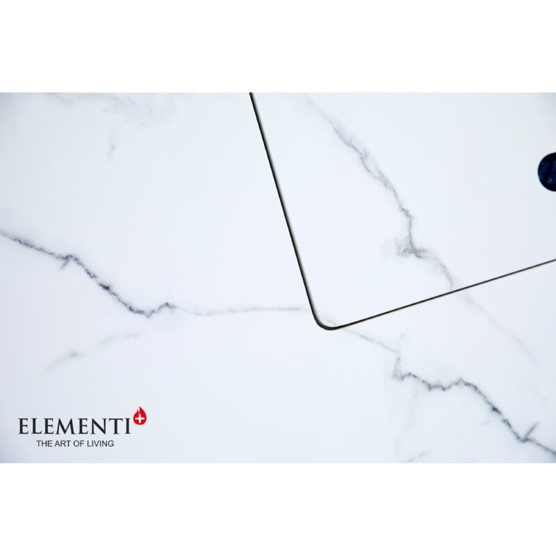 Loungetisch mit Gas Feuerstelle Elementi+ Bianco in Marmor- Optik, Bianco Weiß