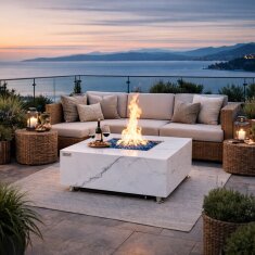 Loungetisch mit Gas Feuerstelle Elementi+ Bianco in...