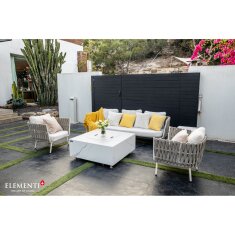 Loungetisch mit Gas Feuerstelle Elementi+ Bianco in Marmor- Optik, Bianco Wei&szlig;