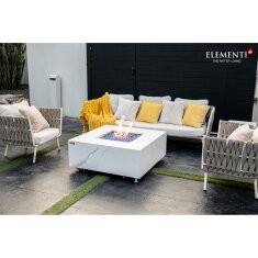 Loungetisch mit Gas Feuerstelle Elementi+ Bianco in Marmor- Optik, Bianco Wei&szlig;