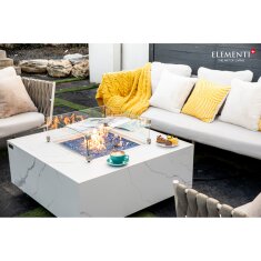 Loungetisch mit Gas Feuerstelle Elementi+ Bianco in Marmor- Optik, Bianco Wei&szlig;