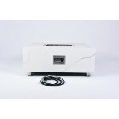 Loungetisch mit Gas Feuerstelle Elementi+ Bianco in Marmor- Optik, Bianco Wei&szlig;