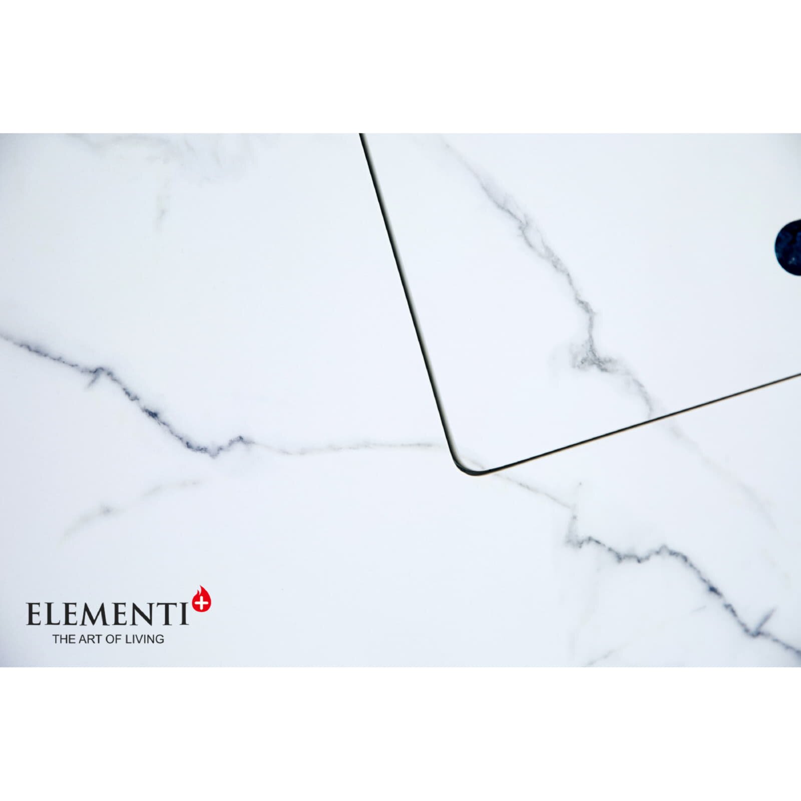 Loungetisch mit Gas Feuerstelle Elementi+ Bianco in Marmor- Optik, Bianco Weiß