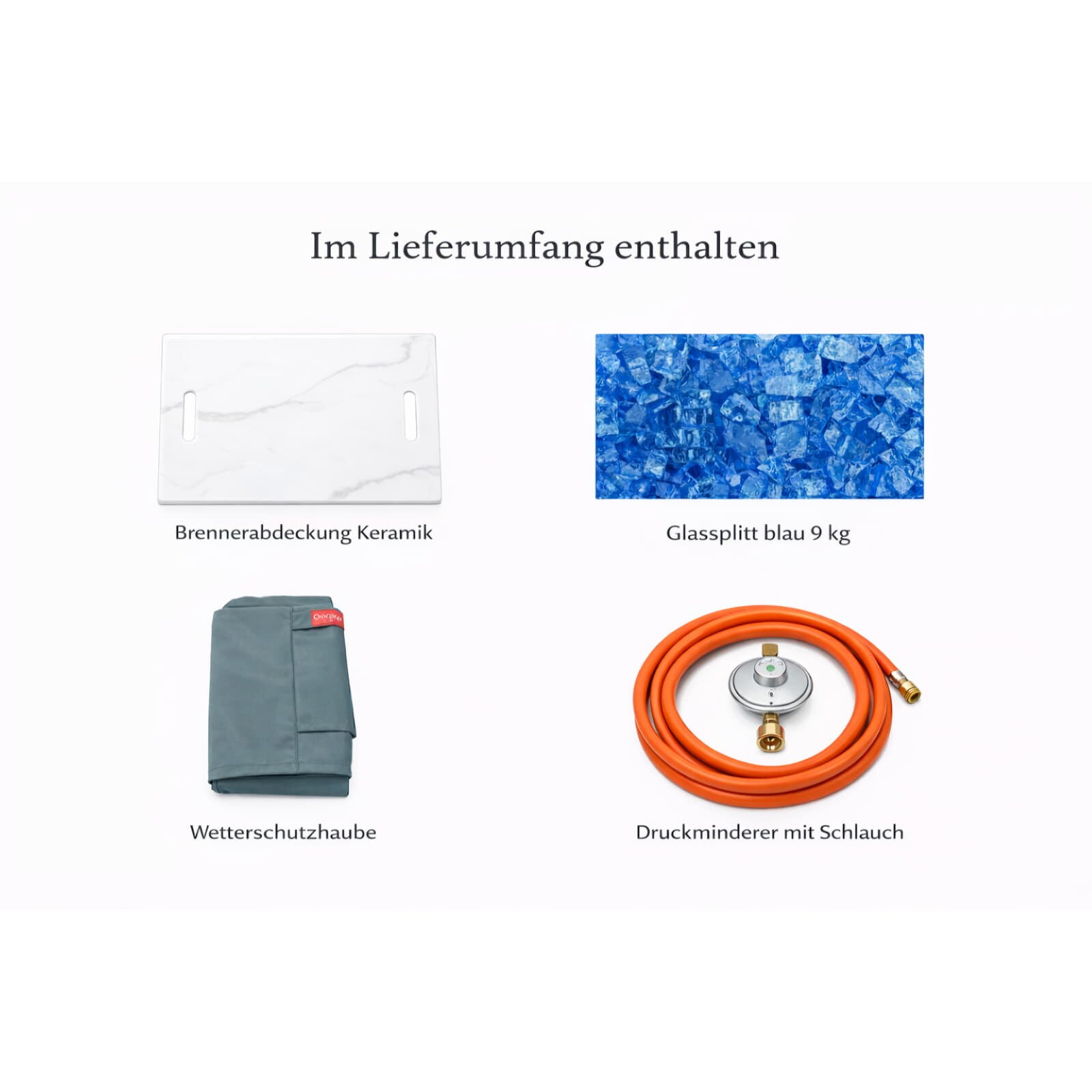 Loungetisch mit Gas Feuerstelle Elementi+ Bianco in Marmor- Optik, Bianco Weiß