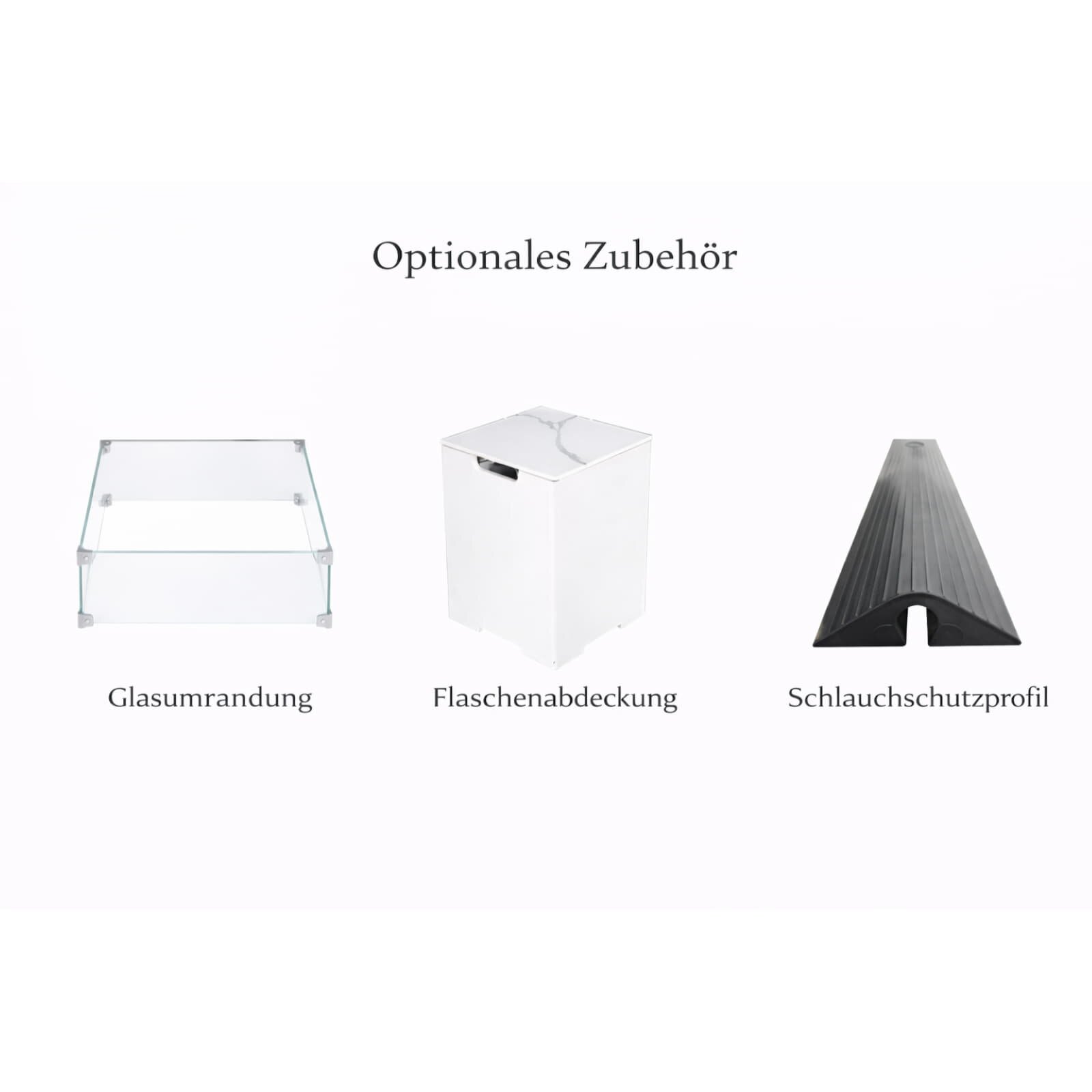 Loungetisch mit Gas Feuerstelle Elementi+ Bianco in Marmor- Optik, Bianco Weiß