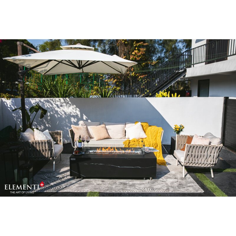 Loungetisch mit Gas Feuerstelle Elementi+ Varna, Marmor- Design, Bulgarien Black