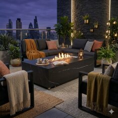Loungetisch mit Gas Feuerstelle Elementi+ Varna, Marmor-...