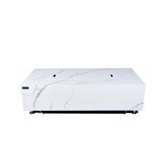 Loungetisch mit Gas Feuerstelle Elementi+ Carrara, Marmor- Design, Bianco Wei&szlig;