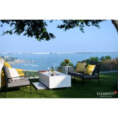 Loungetisch mit Gas Feuerstelle Elementi+ Carrara, Marmor- Design, Bianco Wei&szlig;