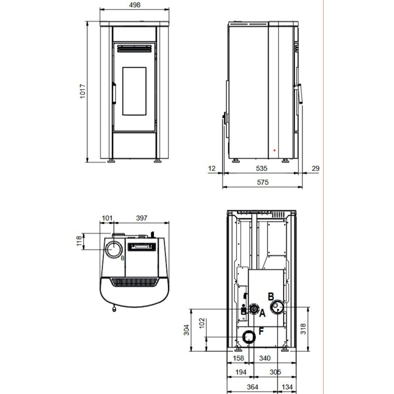 Pelletofen La Nordica Extraflame Klaudia Plus 5.0 Evo (kanalisierbar) - 8 kW