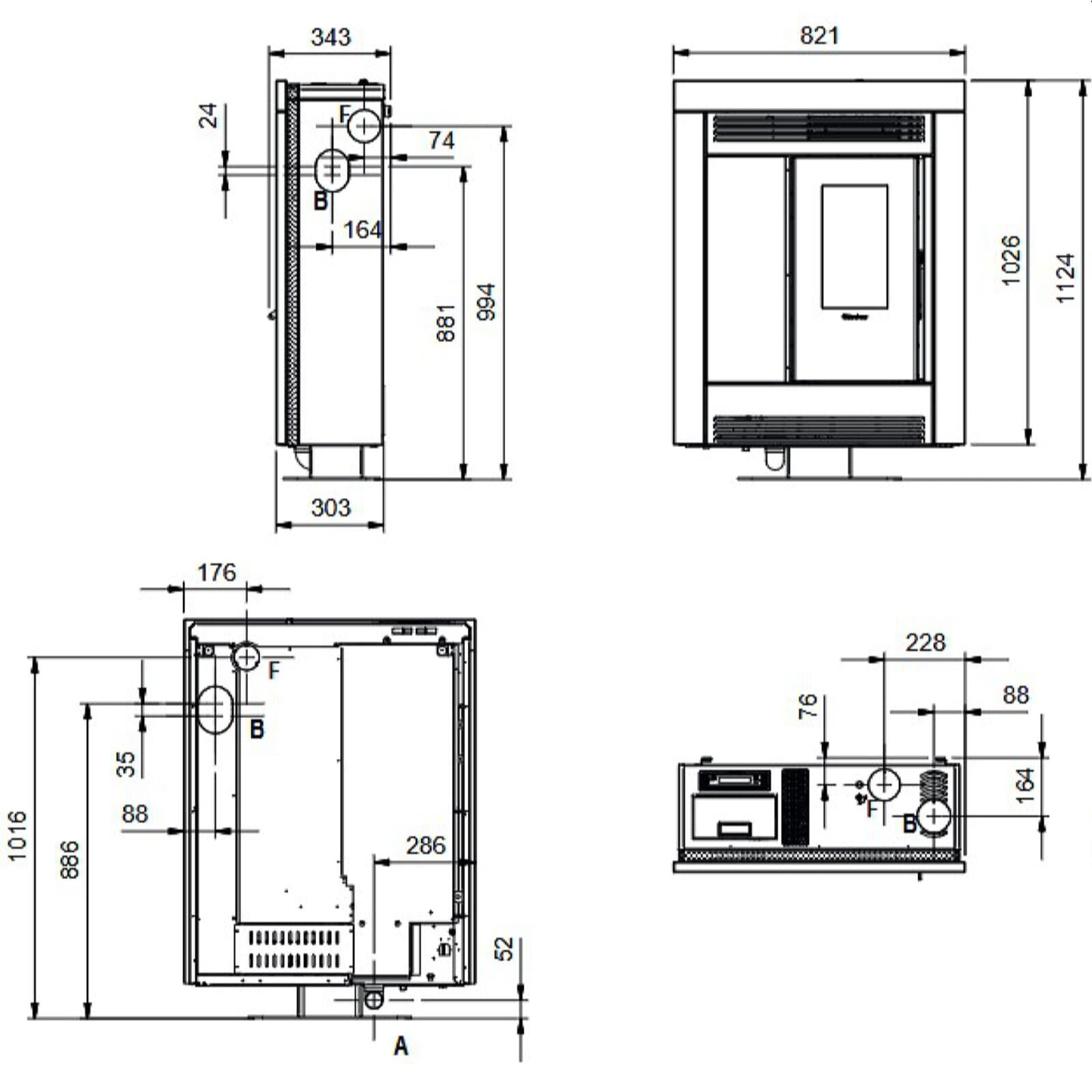 Pelletofen La Nordica Extraflame Souvenir Plus Petra 5.0 (kanalisierbar) - 10 kW - Naturstein