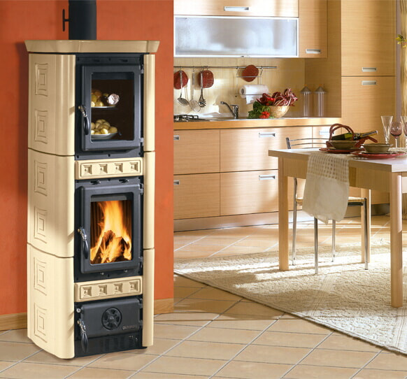 Kaminofen La Nordica Gaia Forno Pergamentbeige - 6 KW - B-Ware