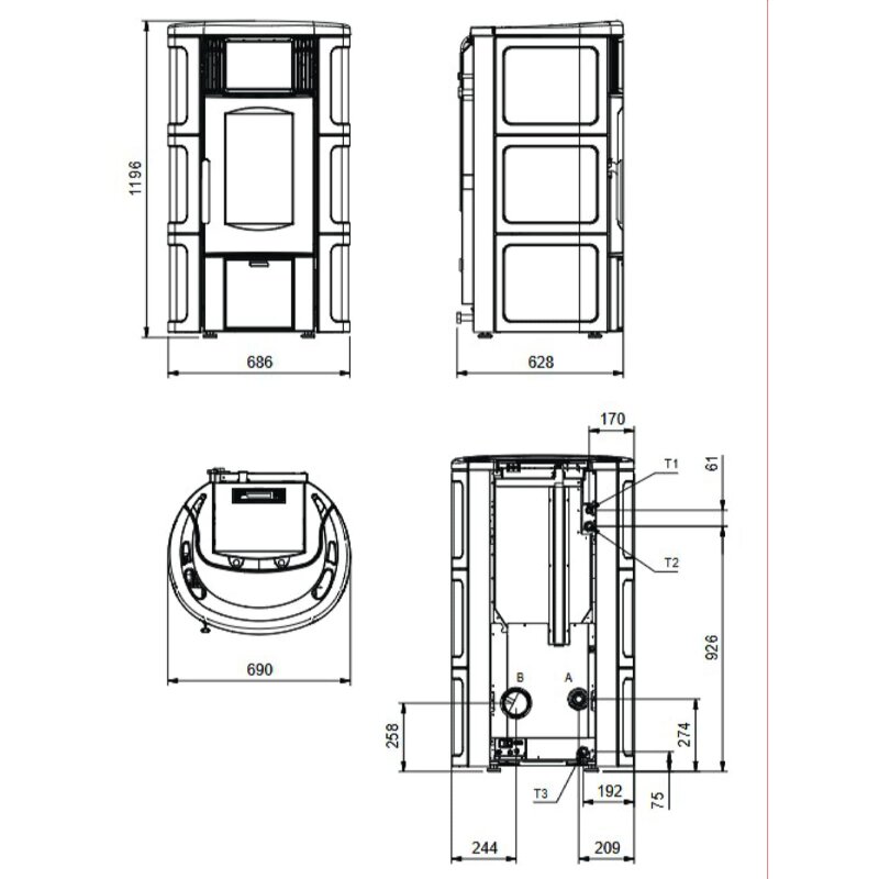 Pelletofen wasserführend La Nordica Extraflame Iside Idro 5.0 16 - 19 kW