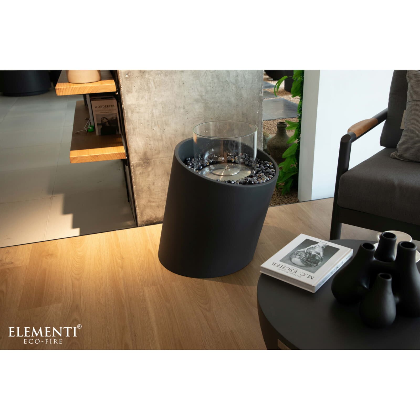 Bio Ethanol Feuerstelle Elementi Torre M, Schieferschwarz
