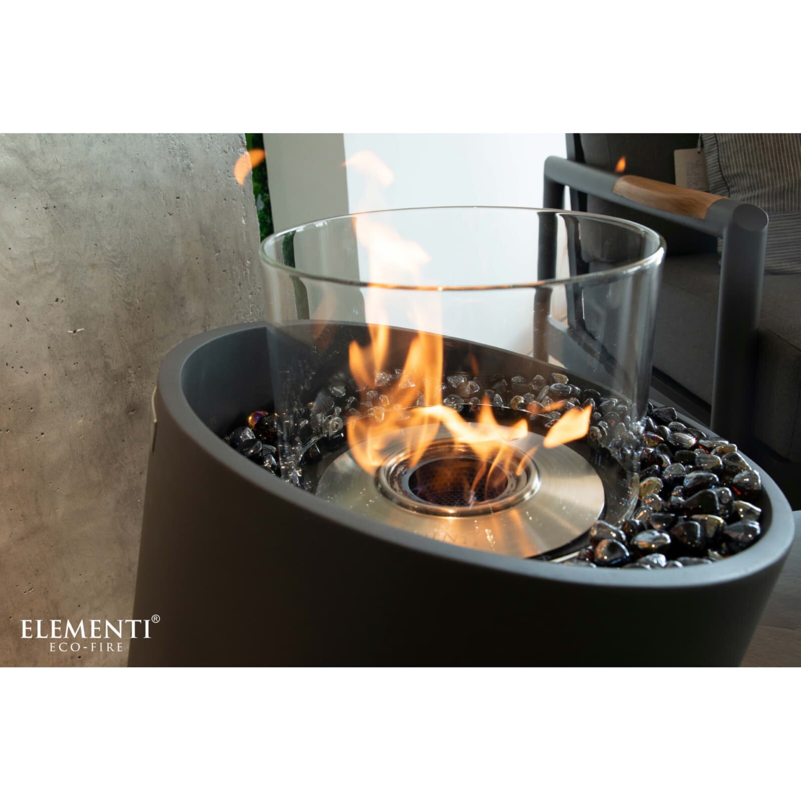 Bio Ethanol Feuerstelle Elementi Torre M, Schieferschwarz