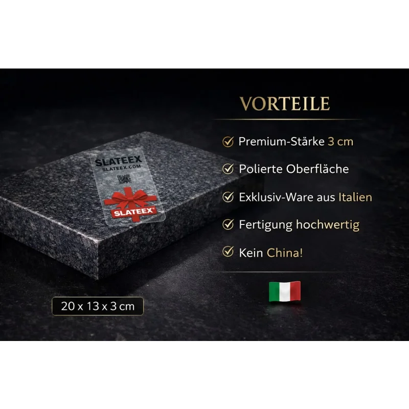 Slateex Grillstein aus Speckstein 20 x 13 x 3cm